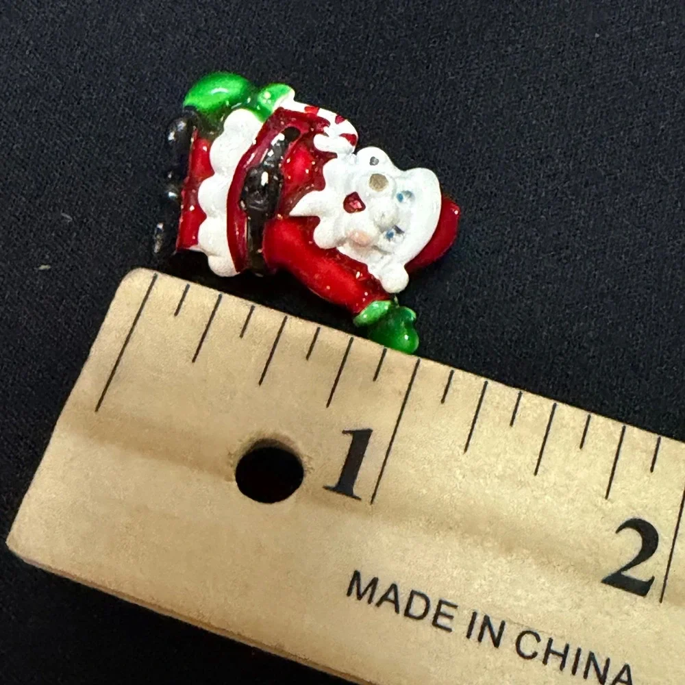 Christmas Lapel Pin Lot Unisex OS Red‎ Green Vintage Santa Sleigh 3pc Holiday